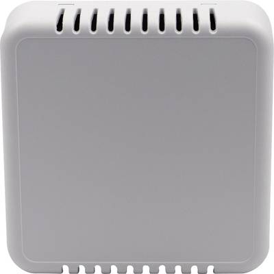 Witte, rechthoekige plastic doos met ventilatiesleuven.