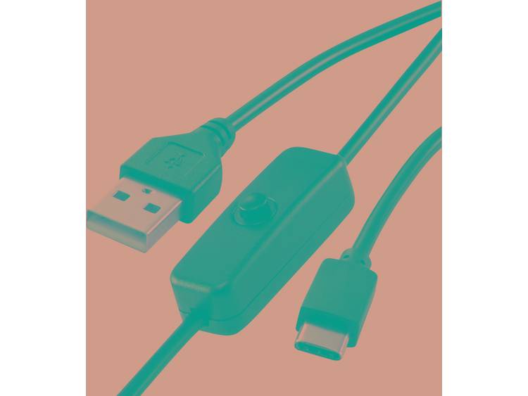 Renkforce Stroomkabel Raspberry Pi [1x USB-A 2.0 stekker 1x USB-C stekker] 1.00 m Zwart Incl. in-uit