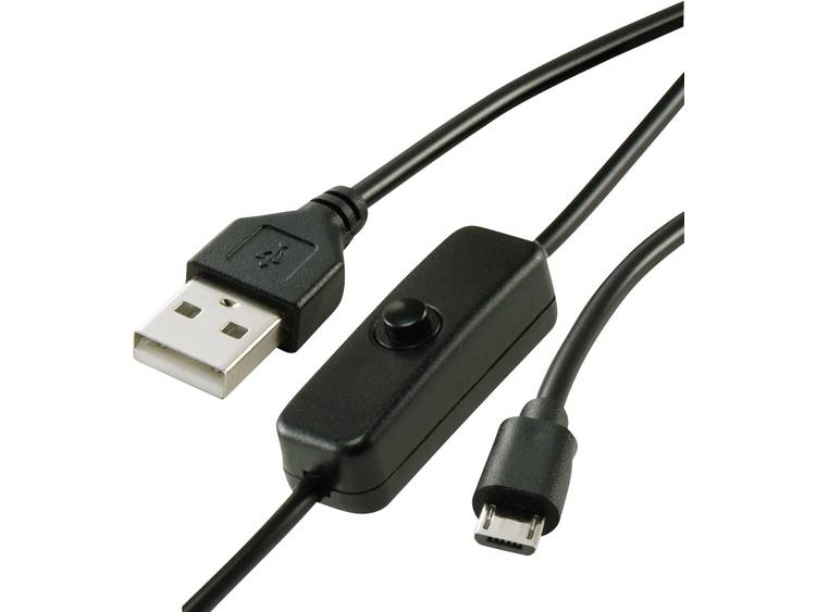 Renkforce Stroomkabel Raspberry Pi [1x USB-A 2.0 stekker 1x Micro-USB 2.0 B stekker] 1.00 m Zwart In
