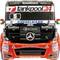 Een rode racetruck met Mercedes-ster en opschrift 'tankpool24'. Racenummer 5, meerdere sponsorlogo's op de voorkant.