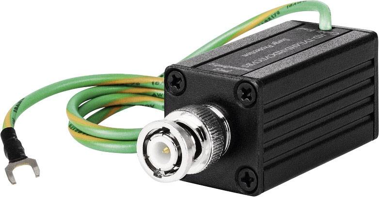 Zwart elektrisch onderdeel met metalen aansluiting, verbonden met groen-geel kabel. Wordt voornamelijk gebruikt voor elektrische installaties.