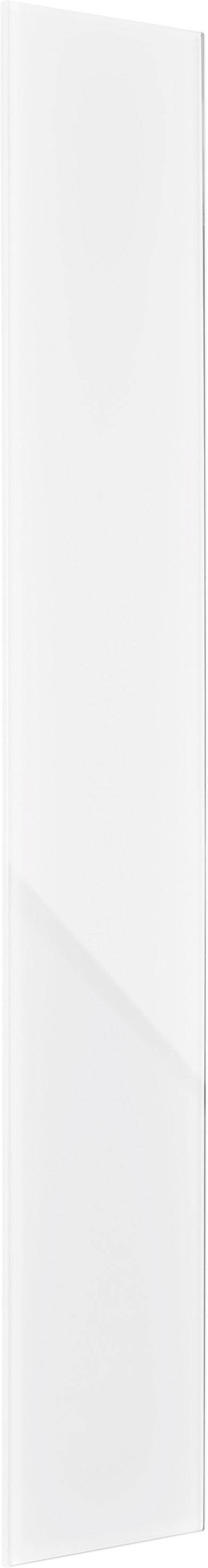 Wit, smal, rechthoekig object op witte achtergrond.