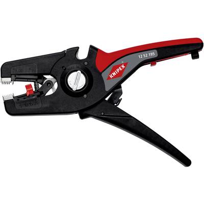 Striptang van Knipex, zwart-rood, met traploos instelbare verstelling en schaal, geschikt voor kabels 0,03 tot 10 mm² (AWG 32-7).
