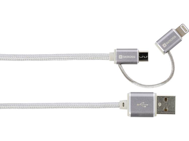 2in1 Charge'n Sync Micro USB & Lightning Connector Steel Line For al