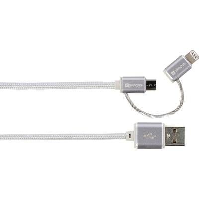 Skross Apple iPad/iPhone/iPod Aansluitkabel [1x USB - 1x Micro-USB-stekker, Apple dock-stekker Lightning] 1.00 m Zilver