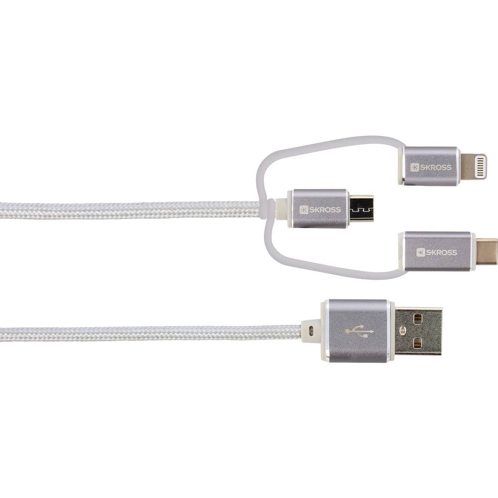 Skross Apple iPad/iPhone/iPod Aansluitkabel [1x USB - 1x USB-C stekker, Micro-USB-stekker, Apple dock-stekker Lightning