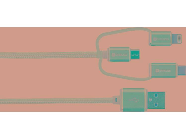 Skross USB-kabel [1x USB 1x USB-C stekker, Micro-USB-stekker, Apple dock-stekker Lightning] 1 m Grij