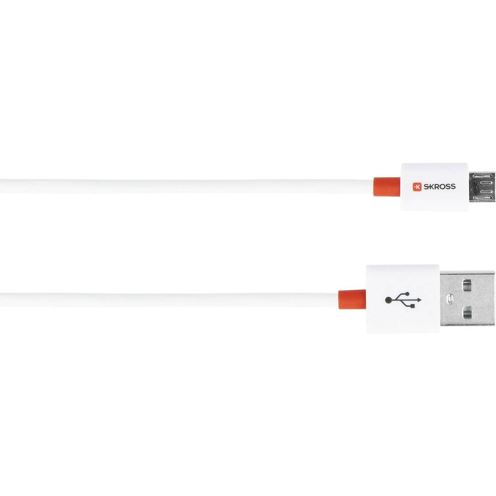 Skross - USB-kabel USB 2.0 USB-A stekker, USB-micro-B stekker 1.00 m Wit