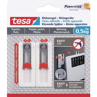 tesa 77782 Tesa® klevende spijker kleine apparaten,verstelbaar, behang en pleisterwerk, 0,5 kg Wit 