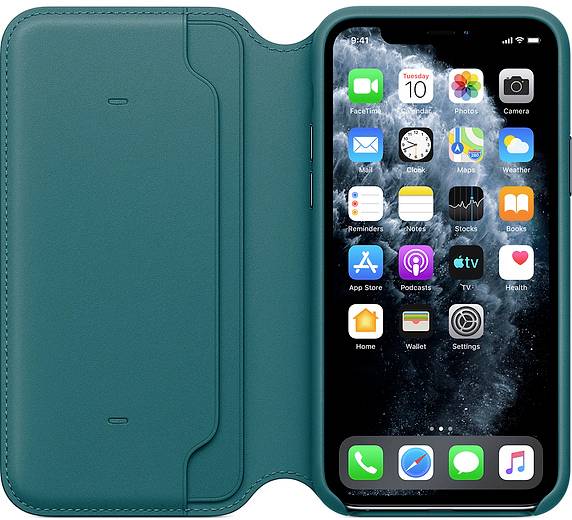 Leather Folio Bookcase Apple iPhone 11 Pro - Peacock-3