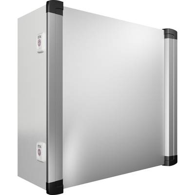 Een zilveren vierkant aluminiumprofiel met twee kleine ronde markeringen aan de linkerkant.