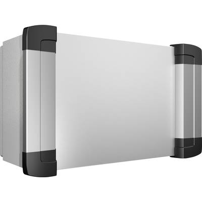Metalen apparaat met zwart, rechthoekig ontwerp en twee zijdelingse handgrepen.