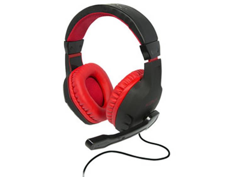 Konix DRAKKAR SKALD Gaming headset 3.5 mm jackplug Kabelgebonden Over Ear Zwart, Rood