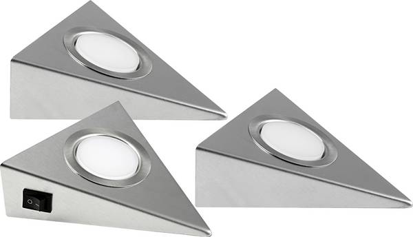 Heitronic GENUA LED-onderbouwlamp Set van 3 stuks LED LED vast ingebouwd 6 W Warmwit RVS