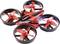 Rode speelgoed-drone met vier propellers, zwarte behuizing en rode opdruk 'FIZZ'.