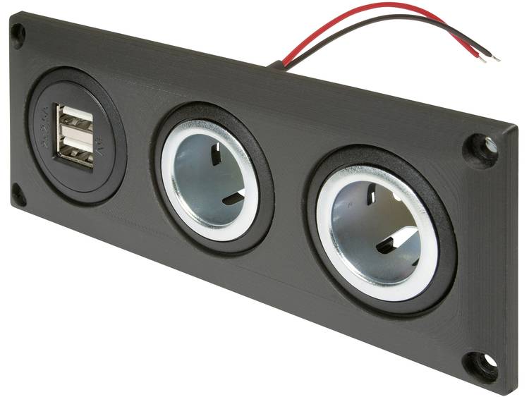 ProCar 67326000 Inbouwstopcontact met USB-A dubbel stopcontact + 2 powerstopcontacten Stroombelastin