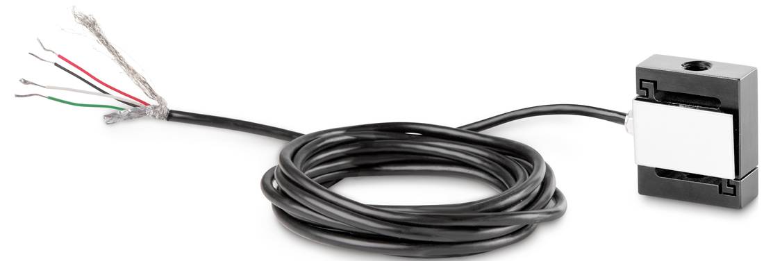 Een zwarte elektrische sensor met kabel en blootliggende draden, mogelijk bedoeld voor aansluiting op elektronische apparaten.