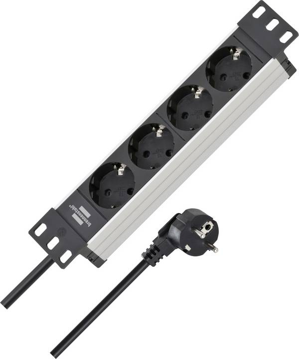 Brennenstuhl 1390007004 Inbouwstekkerdoos 4-voudig Zilver, Zwart Randaarde stekker 1 stuk(s)