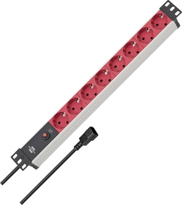 Brennenstuhl 1390007118 Stekkerdoos 19 inch  Zilver, Rood Apparaatstekker C13/C14 1 stuk(s)
