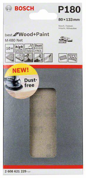 Bosch Accessories 2608621229 2608621229 Oscillerend schuurpapier Korrelgrootte (num) 180 (Ø x l) 80 mm x 133 mm 10 stuk(-1