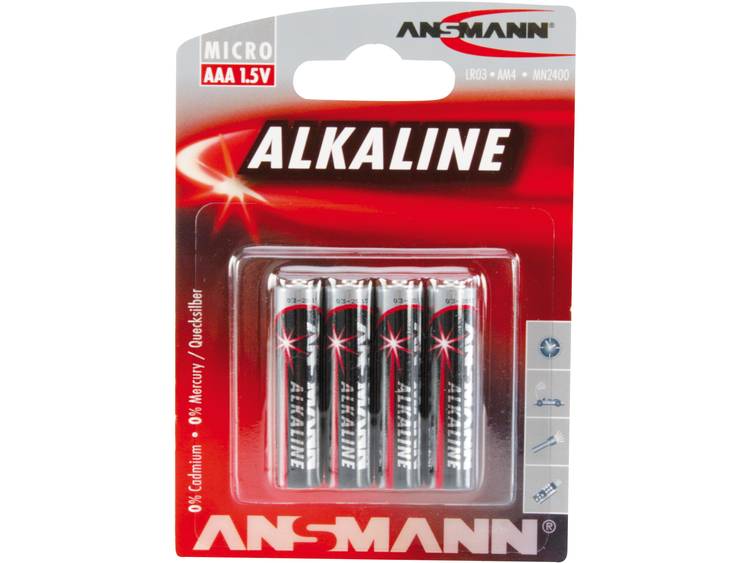 Ansmann Battery, Micro AAA red-line 4pcs-pack, Alkaline (5015553)