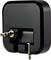 Een zwarte audioadapter met een 3,5-mm-jackplug en een andere aansluiting, geschikt voor het aansluiten van verschillende audioapparatuur.