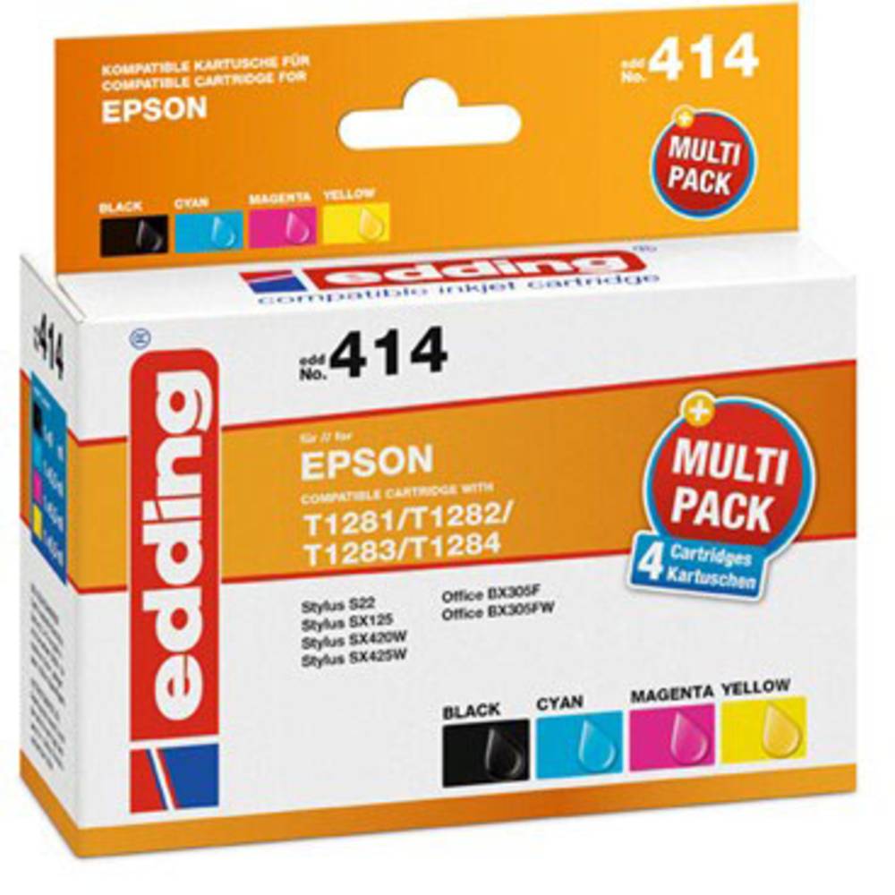 Edding Cartridge vervangt Epson T1281/T1282/T1283/T1284 Multipack 4 Compatibel Combipack Zwart, Cyaan, Magenta, Geel ED