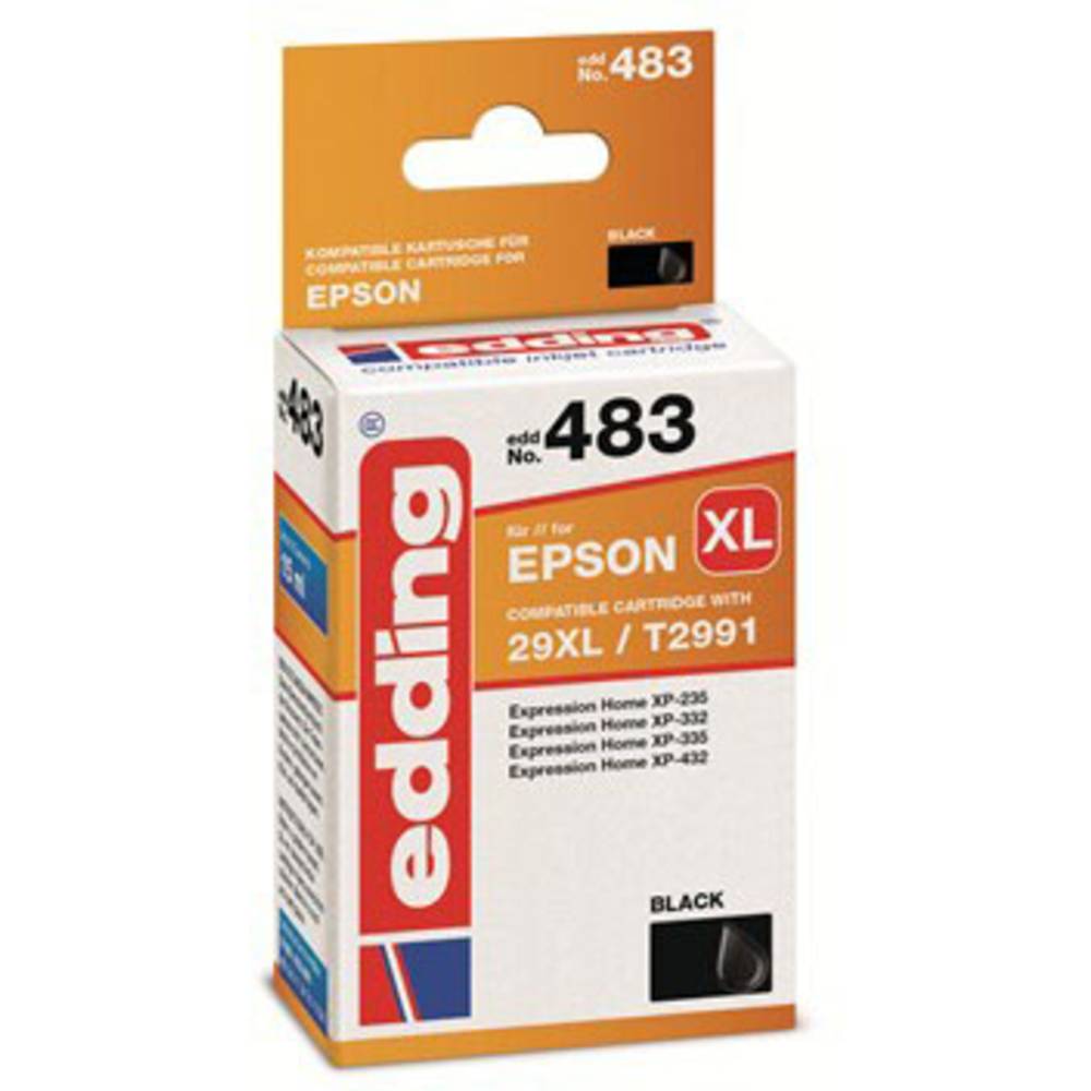 Edding Cartridge vervangt Epson T29XL (T2991) Compatibel Single Zwart EDD-483 18-483
