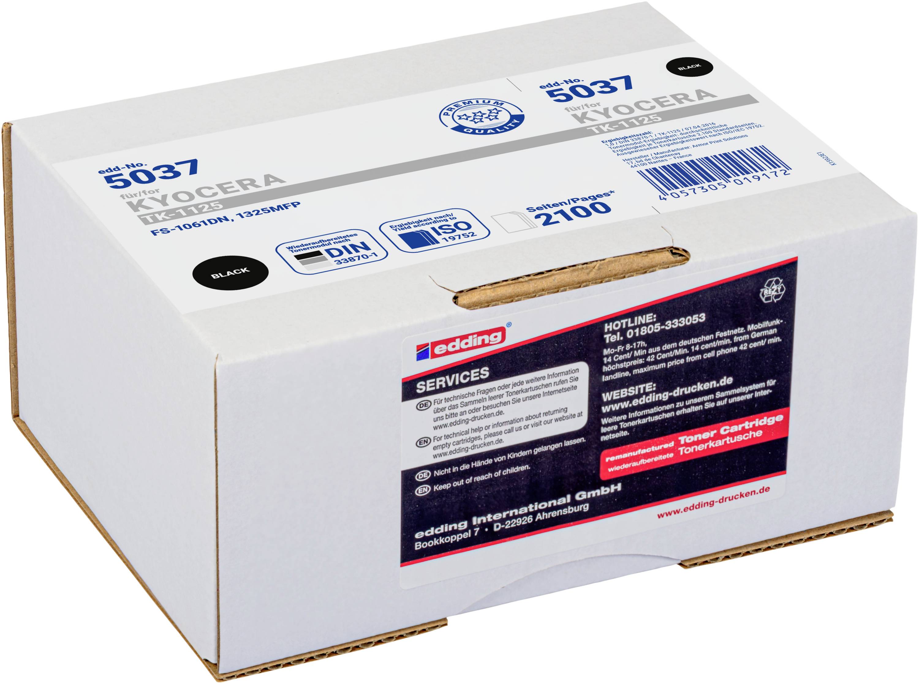 Edding Toner vervangt Kyocera TK-1125 Compatibel Zwart 2100 bladzijden EDD-5037 18-5037-0