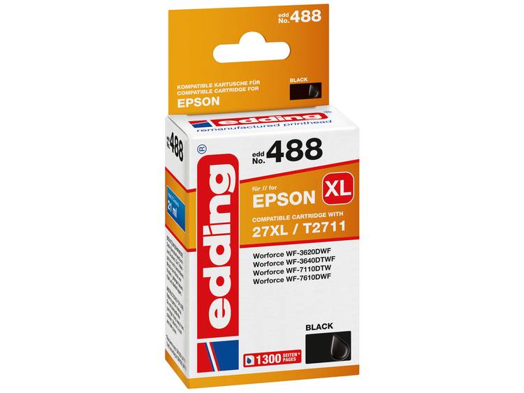Edding Cartridge vervangt Epson 27XL-T2711 Compatibel Single Zwart EDD-488 18-488