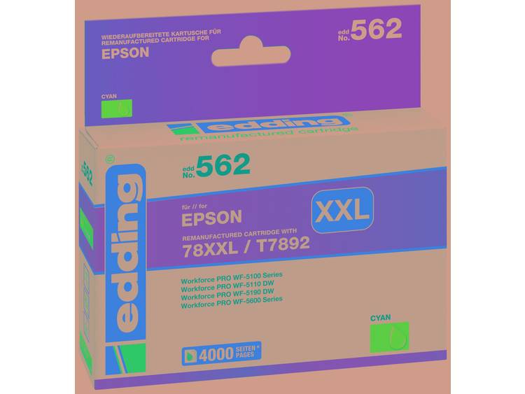 Edding Cartridge vervangt Epson 78XXL-T7892 Compatibel Single Cyaan EDD-562 18-562