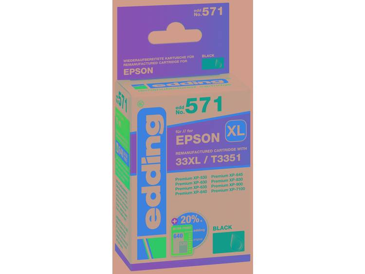 Edding Cartridge vervangt Epson 33XL-T3351 Compatibel Single Zwart EDD-571 18-571