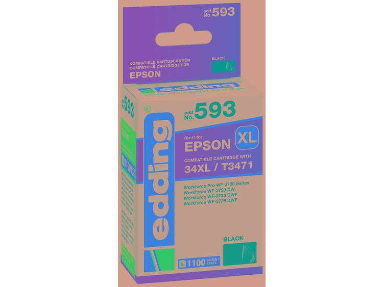 Edding Cartridge vervangt Epson 34XL-T3471 Compatibel Single Zwart EDD-593 18-593