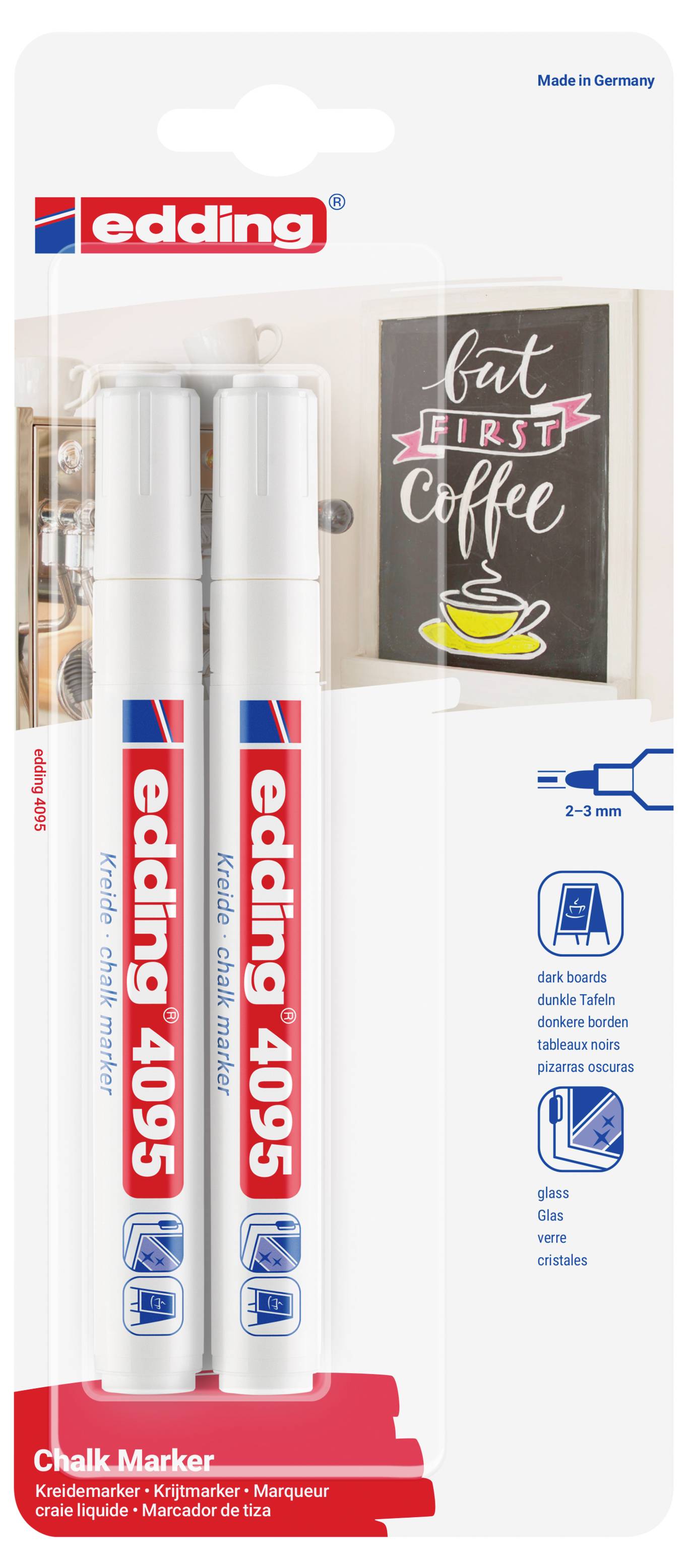 Edding 4095 Krijtmarker Wit, Wit 4 mm, 15 mm-1