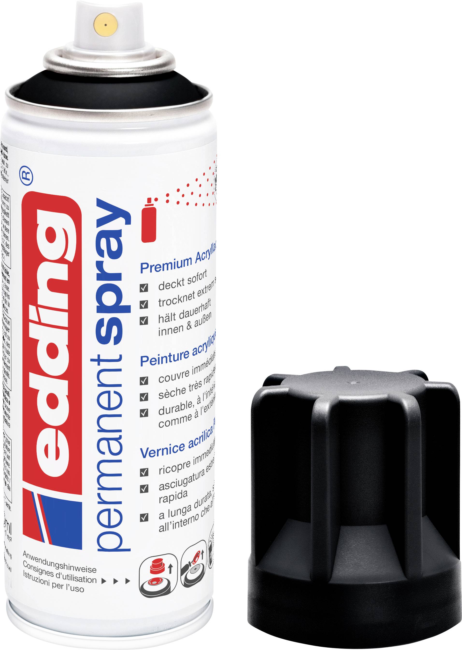 Edding 4-5200901 Edding Spray 5200 Kleur: diepzwart zijdemat RAL 9005 200 ml