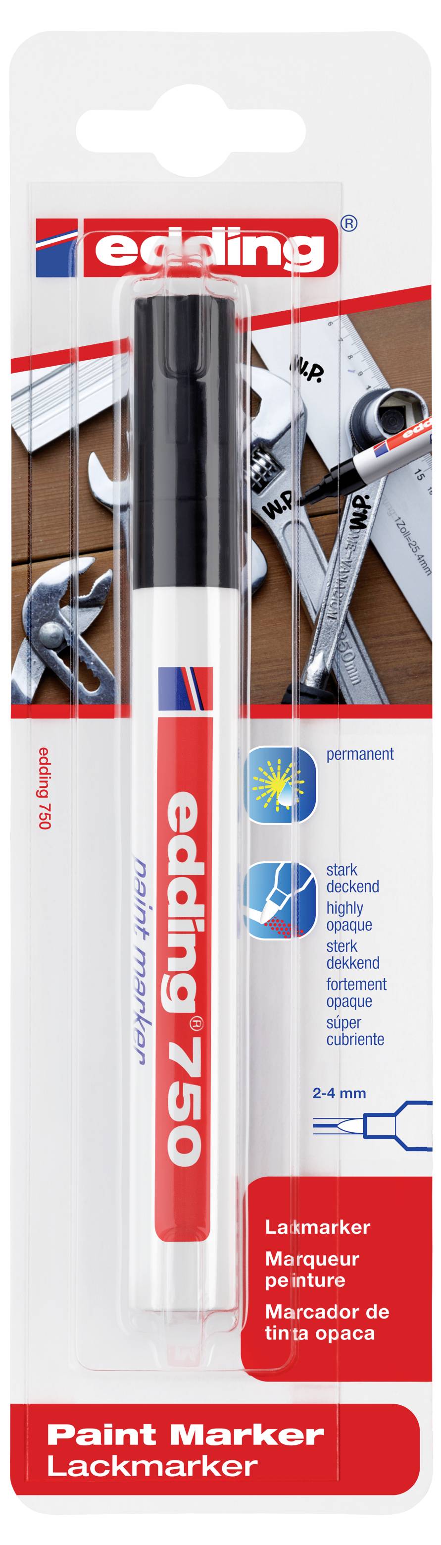 Edding Lackmarker 4-750-1-3001 Lakmarker Zwart 2 mm, 4 mm-1