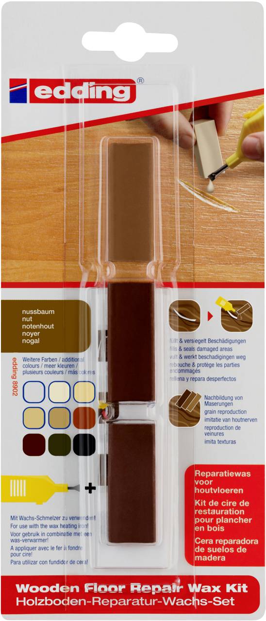 Edding 8902 4-8902-1-4602 Reparatiewas-set voor houten vloeren Noten N/A