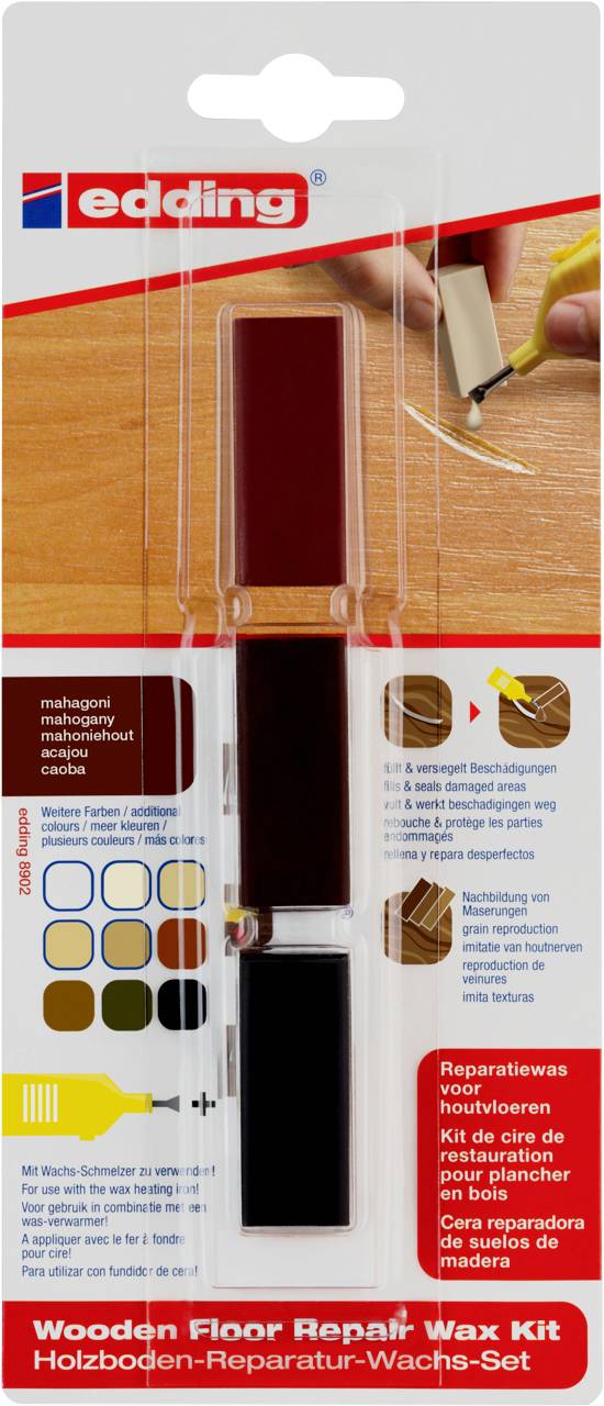 Edding 8902 4-8902-1-4604 Reparatiewas-set voor houten vloeren Mahonie N/A