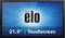Elo Touchscreen-monitor, 21,5 inch, met blauwe achtergrond en wit stralingspatroon.