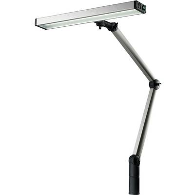 Bureaulamp met modern, rechthoekig ontwerp en verstelbare arm, geschikt voor gerichte verlichting van werkplekken.