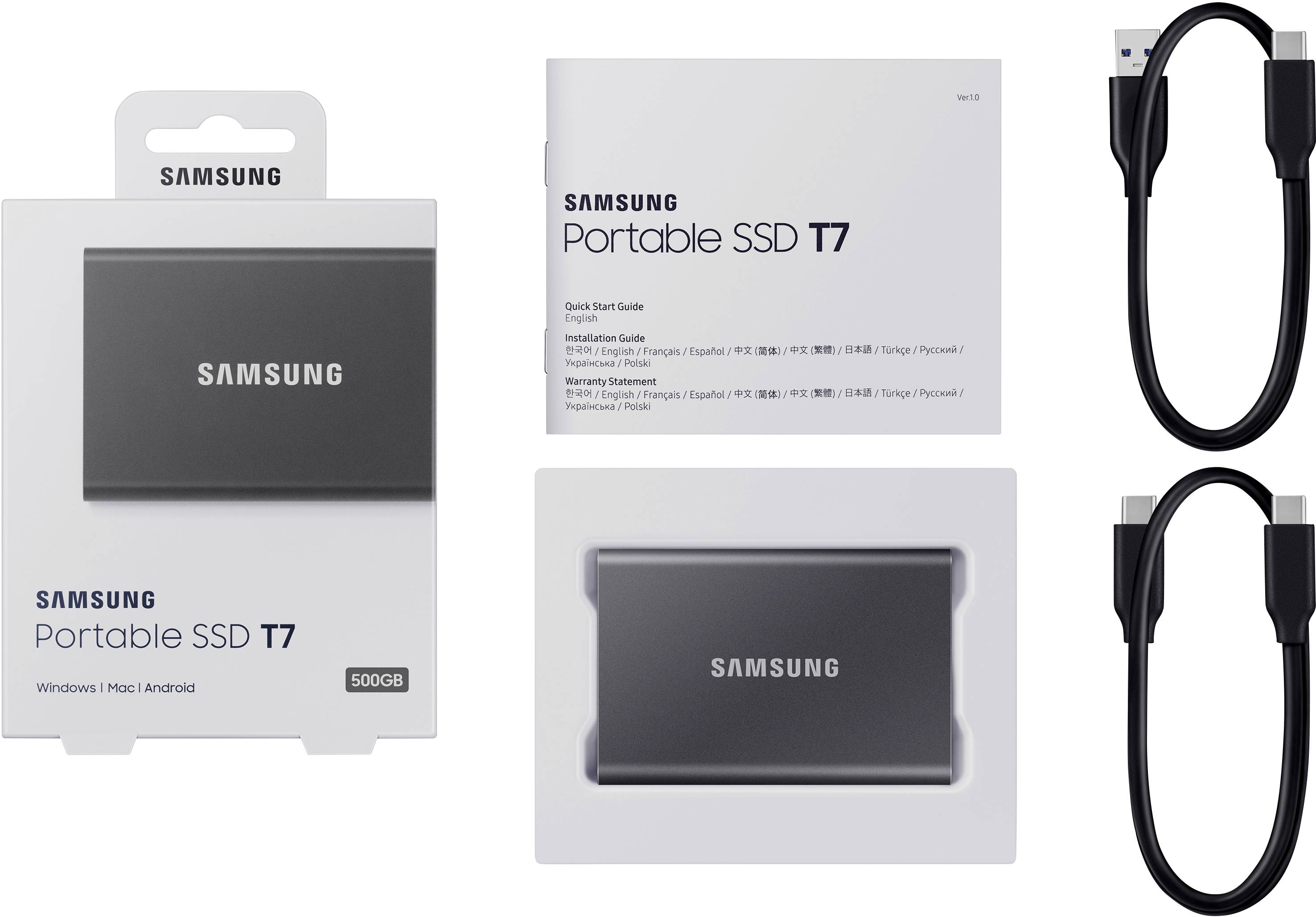 Samsung Portable T7 500 GB Externe SSD harde schijf USB 3.2 Gen 2 MU