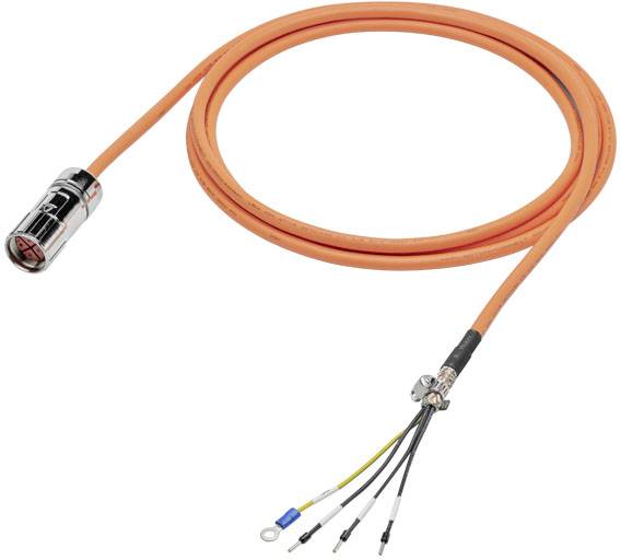 Een oranje kabel met meerdere uiteinden, geschikt voor elektronische aansluitingen.