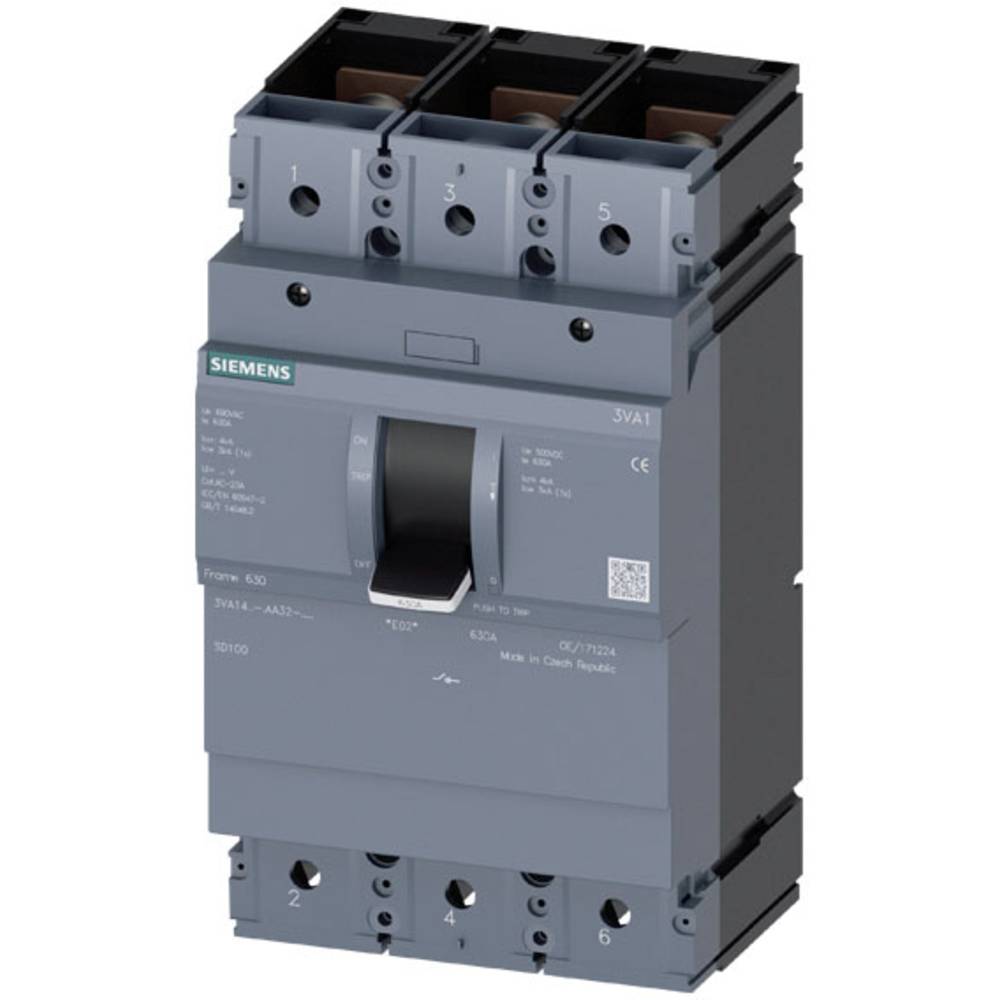 Siemens 3VA1463-1AA32-0AA0 Belastingscheidingsschakelaar 1 stuk(s) Instelbereik (stroomsterkte): 630 A (max) Schakelspanning (max.): 690 V/AC, 500 V/DC (b x h