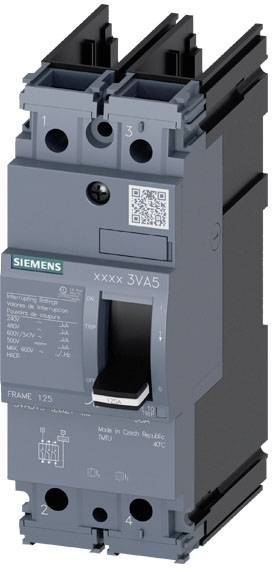 'Grijze Siemens-beschermschakelaar met QR-code en technische specificaties. Geschikt voor industriële toepassingen.'