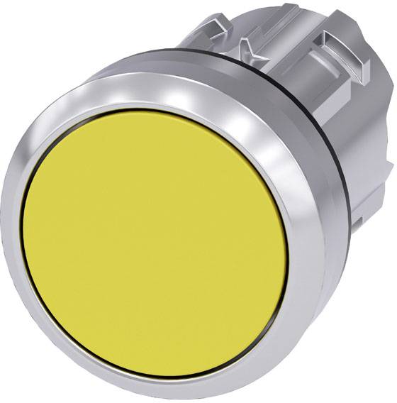 Siemens 3SU10500AB300AA0 3SU1050-0AB30-0AA0 Druktoets Metalen frontring, Hoogglans, Rond Knop Zilver, Geel 1 stuk(s) Piece