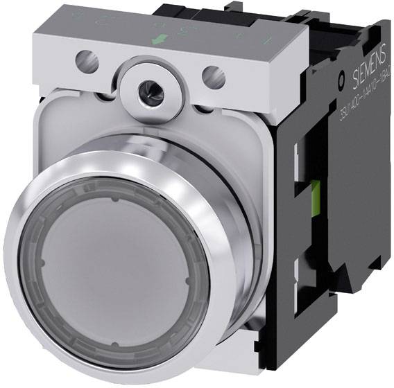 Siemens 3SU11520AB701BA0 3SU1152-0AB70-1BA0 Verlichte druktoets Metalen frontring, Hoogglans Knop Zilver, Helder 1 stuk(s)
