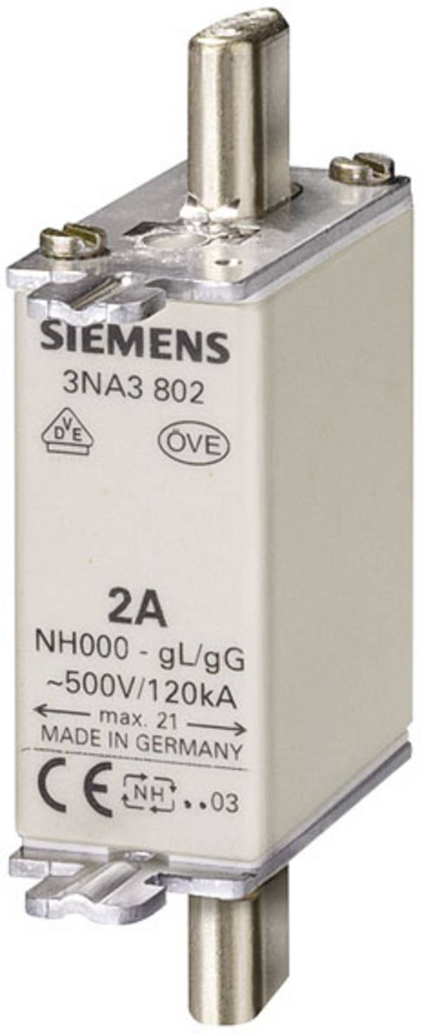 Siemens 3NA3801 Zekeringsinzetstuk Met mechanische beveiligingsweergave Geschikt voor Zekeringsgrootte 000-4 Afmeting zekering : 000  6 A  500 V/AC, 250 V/DC 3 stuk(s)