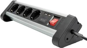 Conrad Digitus DA-70614 Stekkerdoos met schakelaar Aluminium, Aluminium-zilver, Zwart, Zilver Randaarde stekker 1 stuk(s) aanbieding