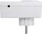 Een witte elektrische stekkerdoos-adapter met zijaanzicht, toont de steekcontact en een zwarte controlelamp.
