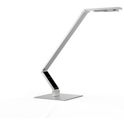 Moderne, minimalistische bureaulamp met verstelbare arm, vervaardigd uit metaal. Ideaal voor werkplekken en biedt flexibel instelbare verlichting.